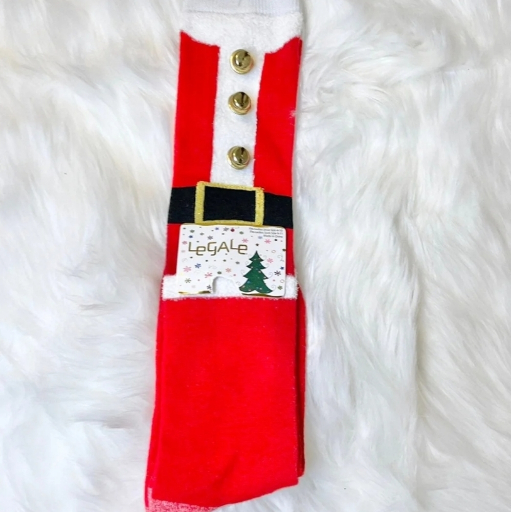 NWT Women's LeGale Christmas Knee High Santa Socks 9-11